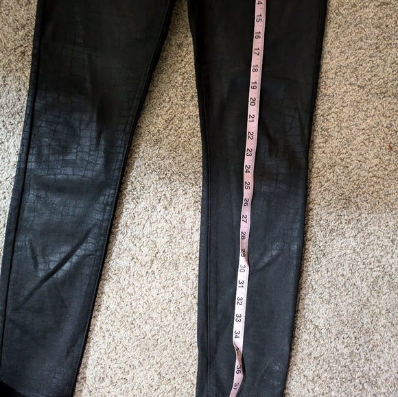 PAIGE Hoxton Ultra Skinny Black Croc Luxe Coating Black Denim Jeans Womens 28 - Picture 8 of 12